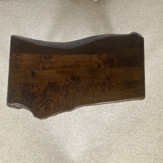 Image 1 of Mesa de centro rústica de madera maciza, estilo Wabi-Sabi, década de 1970.