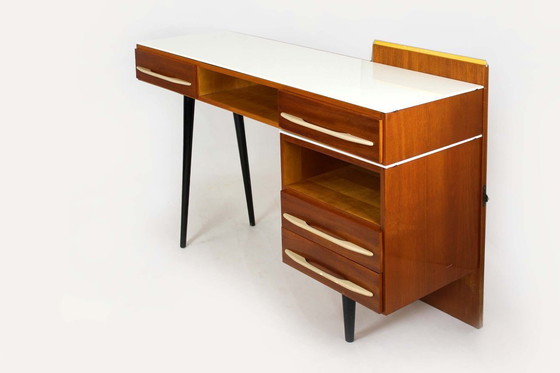 Image 1 of Modular Desks with White Glass Tops by Mojmir Pozar for Up Závody, 1960s, Set of 3