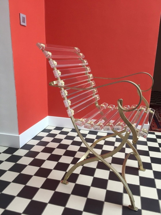 Image 1 of Vintage chair in acrylic/plexi with beautiful curved lines.