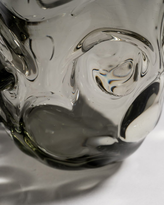 Image 1 of Murano Sculptural Handkerchief Glass Vase in Smoked Grey, c. 1960s
