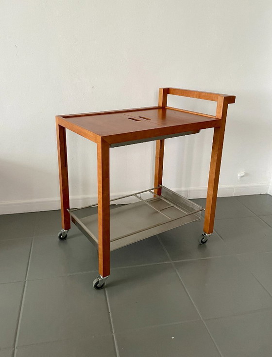 Image 1 of Chariot de bar vintage au design scandinave avec glacière intégrée en métal