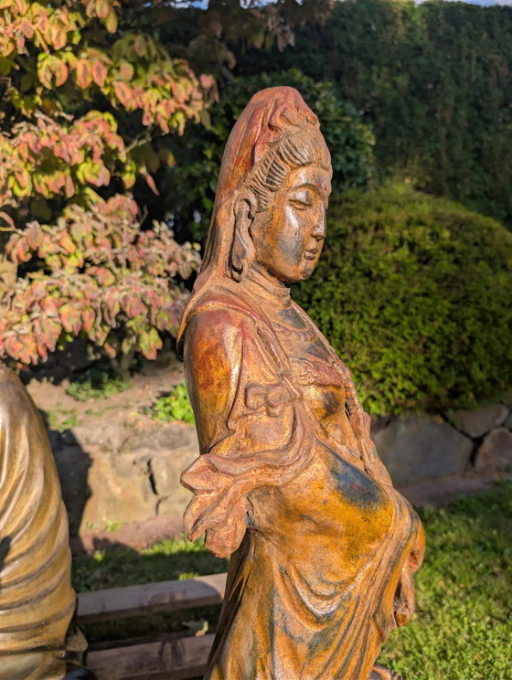 Guanyin monumentale in legno antico su drago - 81 cm - Dinastia Qing – Sculture, Wood (photo 8 of 10)