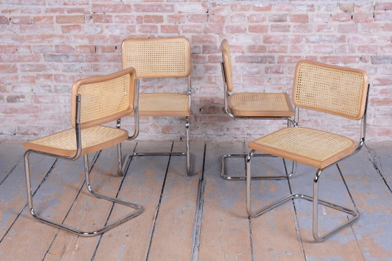 Restored Bauhaus Cesca Chair, by Marcel Breuer, Chrome, Beech, Italy, 1980s, Dining chairs, Rattan, Wood (photo 10 of 15)
