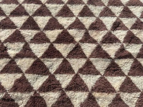 Tappeto berbero marocchino molto grande crema e bordeaux 450x300 cm con motivo triangolare. – Tappeti, Lana (photo 4 of 11)