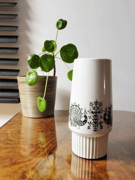 Image 1 of Vintage vase with peacock motif, Krautheim, Bavaria, porcelain, 1970s