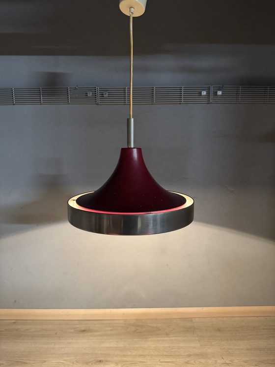 Image 1 of Red metal pendant lamp 1960s