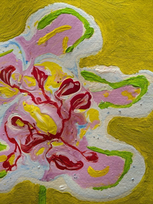 NEW CHRISTMAS FLOWER ORIGINAL ABSTRACT PAINTING NIGEL WATERS ON 300gsm COTTON RAG PAPER 20x20cm UNFRAMED CHRISTMAS DEAL