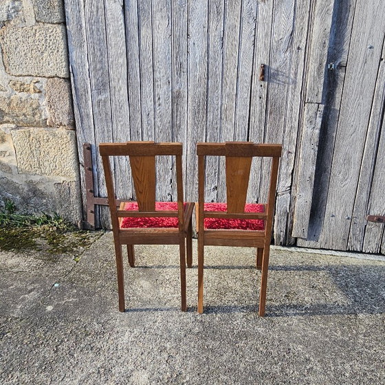 Image 1 of 2 chaises de salle à manger Art Déco - Chaises anciennes en noyer sculpté à la main - Années 1920