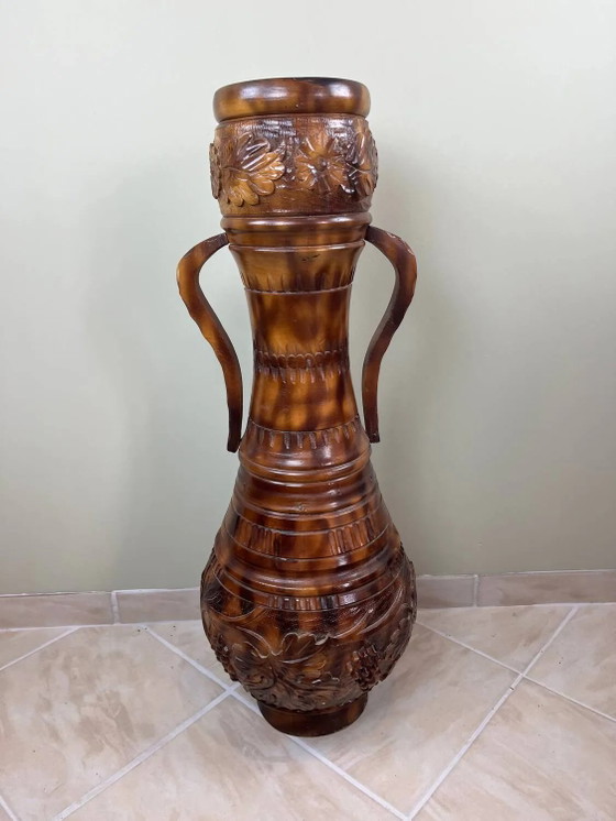 Bedeutende geschnitzte Holzvase – Pflanzkübel, Wood (photo 4 of 16)