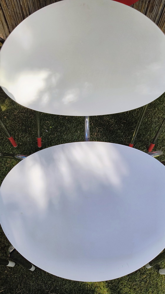 Image 1 of Set di 6 sedie originali Elmar Flötotto Mosquito - rosso e bianco (2003)