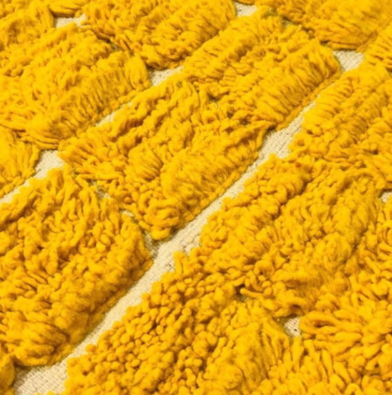 Image 1 of Handgeknüpfter marokkanischer Teppich, gelbe und ecrufarbene Wolle mit geometrischen Mustern, 200 cm x 300 cm