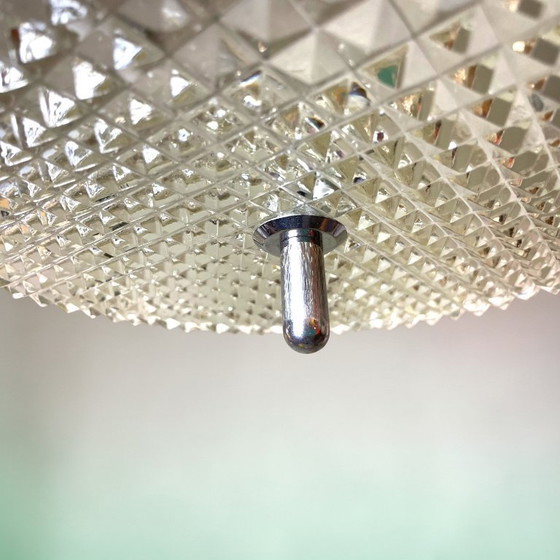 Image 1 of Scandinavian Mid Century Modern Chromed Aluminium Hanging Light with Wooden Accent, 1970s