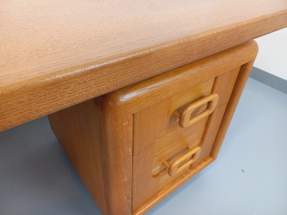 Image 1 of Large Double-Sided Vintage 70's Oak Executive Desk