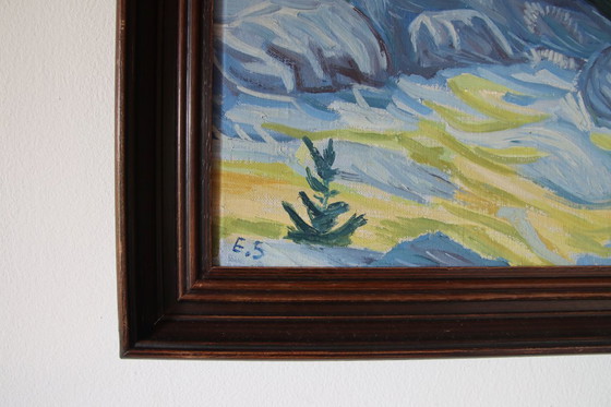 Image 1 of Dipinto ad olio post-impressionista danese di E.S.