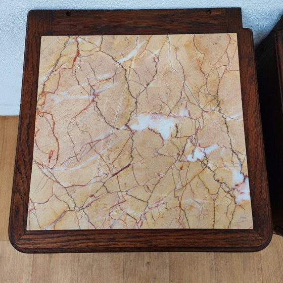 Image 1 of Set di comodini antichi vintage con piani in marmo. PREZZO FISSO