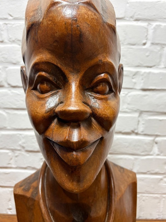 Image 1 of Busto africano vintage intagliato a mano – Legno massello (52 cm)