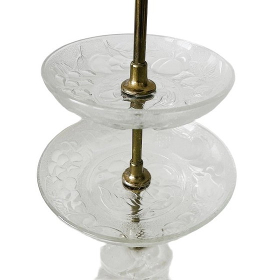 Image 1 of Alzata a più livelli in vetro dorato Hollywood Regency italiano vintage, anni '70