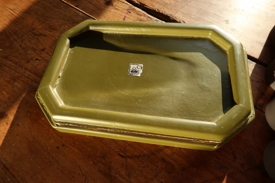 Image 1 of Vintage 1970s Vietnamese Ceramic Tea Set with Lacquered Tray, Hanoi – Minimalist - 2C30