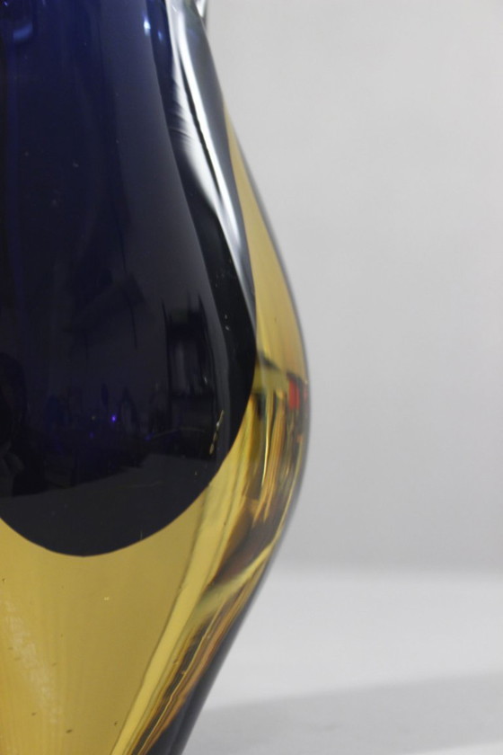 Image 1 of Vintage vrijgevormde vaas ondergedompeld Muranoglas Sommerso Poli Italië jaren 70