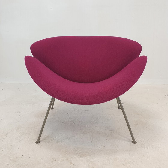 Image 1 of Vintage Orange Slice fauteuil in nikkel en fuchsia wol van Pierre Paulin voor Artifort, 1960