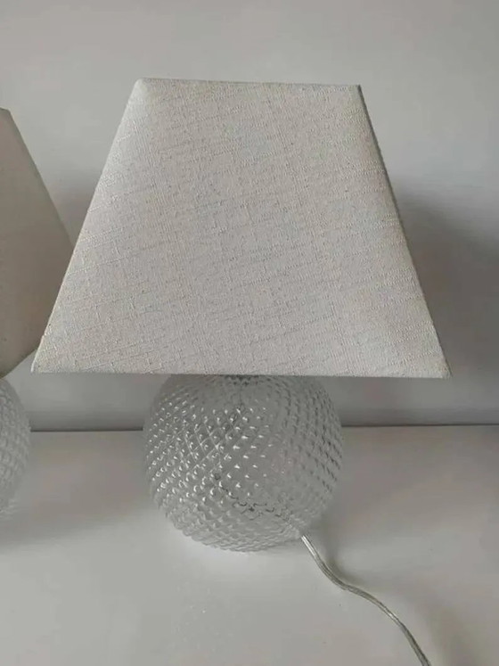 Set of 2 glass table lamps with diamond pattern. – Crystal, Art Deco (photo 2 of 4)