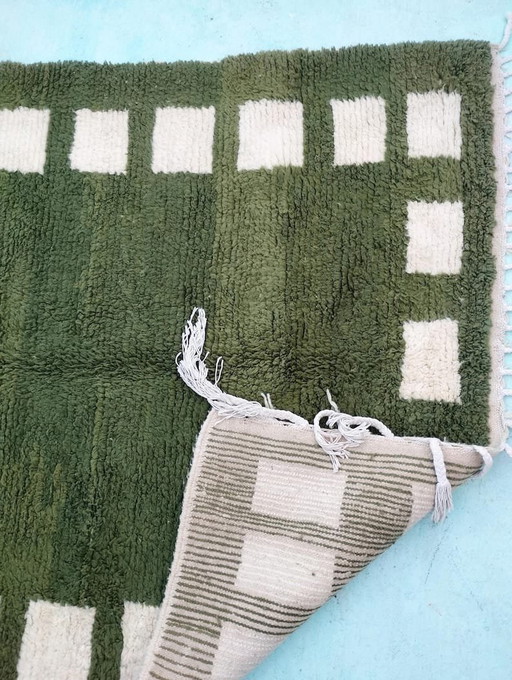 Handgemaakt vloerkleed van puur wol, groen en wit, 1,5/2,5 m – Aime Té, vloerkleden en tapijten, Wool (photo 2 of 10)