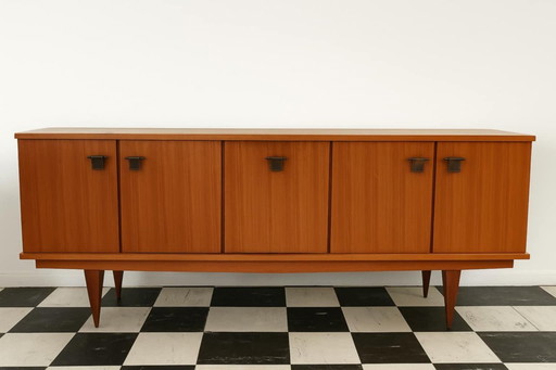 Teakhouten en leren dressoir van Malora, 1955