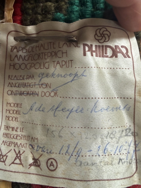 Image 1 of Tappeto francese vintage in lana / opera tessile artistica con cavaliere e cavalli – Phildar, circa 1970