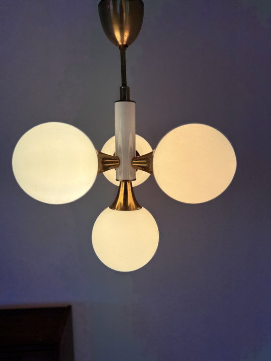 Image 1 of Lampada a sospensione vintage in vetro ghiacciato, Kaiser Leuchten '70