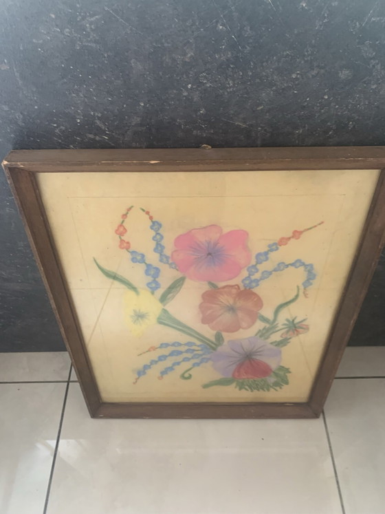 Tableau, Sluyters, Objets d'art, Verre, Papier, Bleu (photo 3 sur 10)