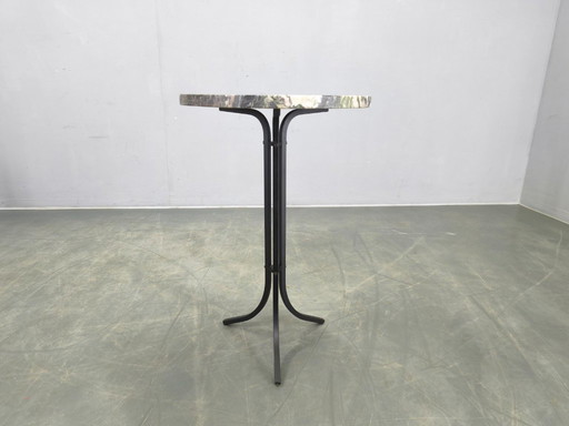 Tavolino in marmo italiano con base in ferro nero, anni '70