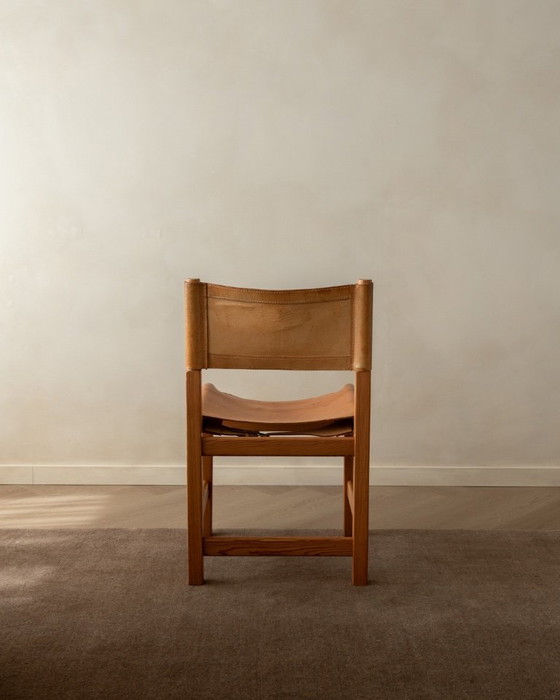 Image 1 of Vintage Kotka Dining Chairs by Tomas Jelinek for IKEA, Pine & Saddle Leather Safari Chairs, 1980s, Set of 6