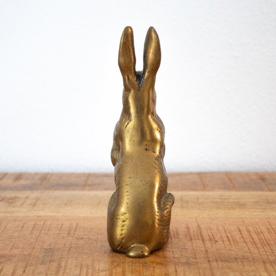 Image 1 of Vintage, massieve messingkleurig metalen haasfiguur: Mid century 1960s stijl