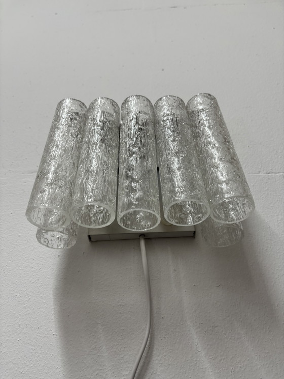 Image 1 of Vintage Doria Leuchten wall lamp ice glass tubes 1960s