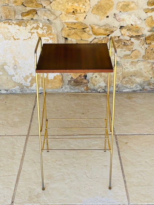 Mid-century,Vintage , Brass and Wood two tiered side table  circa 1960s