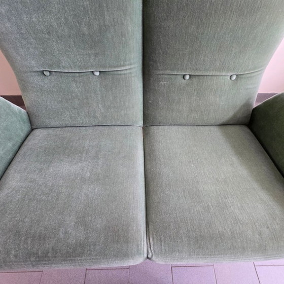 Image 1 of 1950s Vintage Two-Seat Velvet Sofa by Louis Paolozzi for ZOL 50s