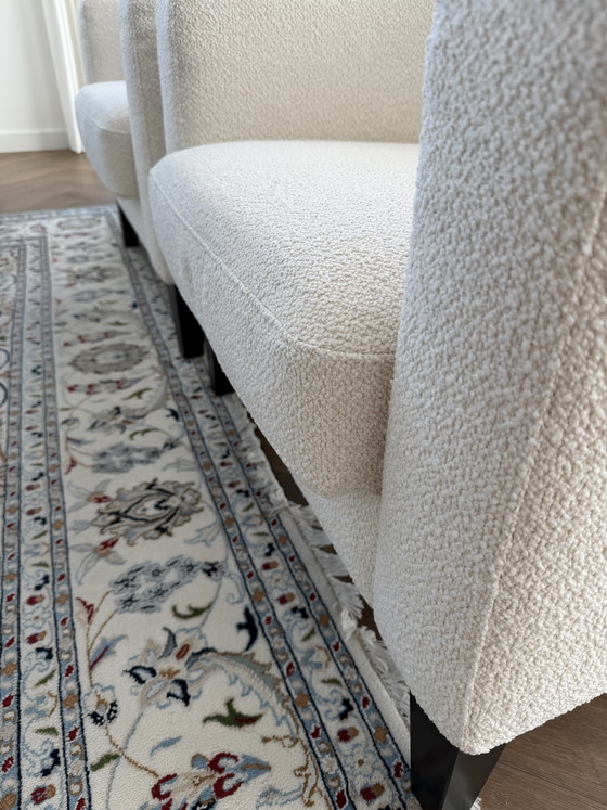 Luxury 3-seater sofa + 2 ecru boucle armchairs | extendable seats – Textile (photo 5 of 5)