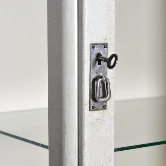 Wooden medical cabinet from the 1930s, Display cabinets, Glass, Metal, Creme (photo 7 of 12)