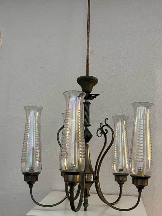 Image 1 of Vintage kroonluchter en wandlamp set