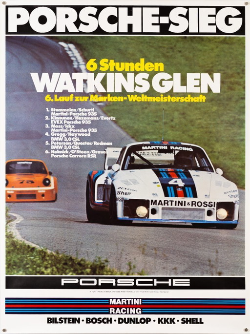 Sieg Watkins Glen 6 Hours – 1976 – Original Vintage Porsche Poster by Erich Strenger – Motorsport Racing – 102x76 cm