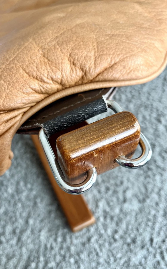Image 1 of Vintage Falcon fauteuil (hoge rugleuning) en poef – Sigurd Resell, Vatne Møbler (jaren 70)