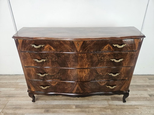 Commode Chippendale en loupe de noyer, années 1940 – ladekasten, Wood, Klassiek (photo 2 of 22)