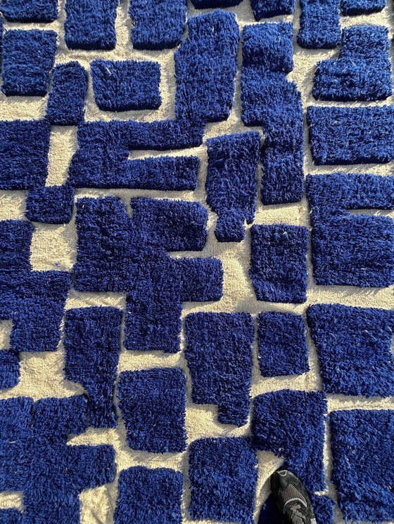Image 1 of Alfombra bereber azul marroquí Mrirt de lana 200x300 cm – Alfombra bereber neutra tejida a mano