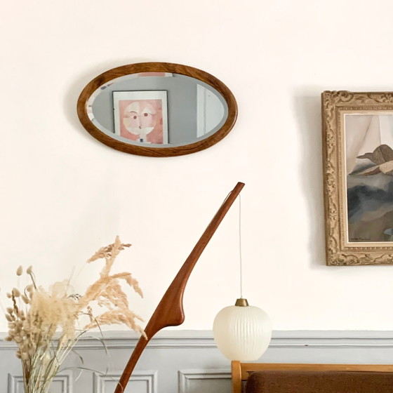 Oval wooden and stucco wall mirror – Scandinavian (photo 4 of 6)