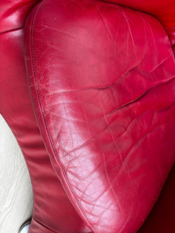 Image 1 of 2 montis leren loge stoelen. Zwart en rood. Mag ook apart verkocht