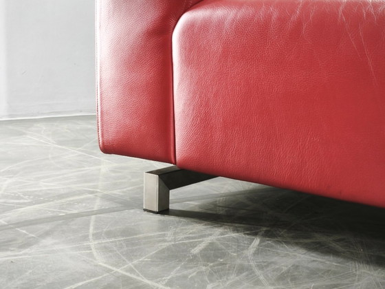 Wittmann Übergroßes rotes Leder Lounge Sofa, Österreich, 2000er, Sofagarnitur (Foto 5 von 19)