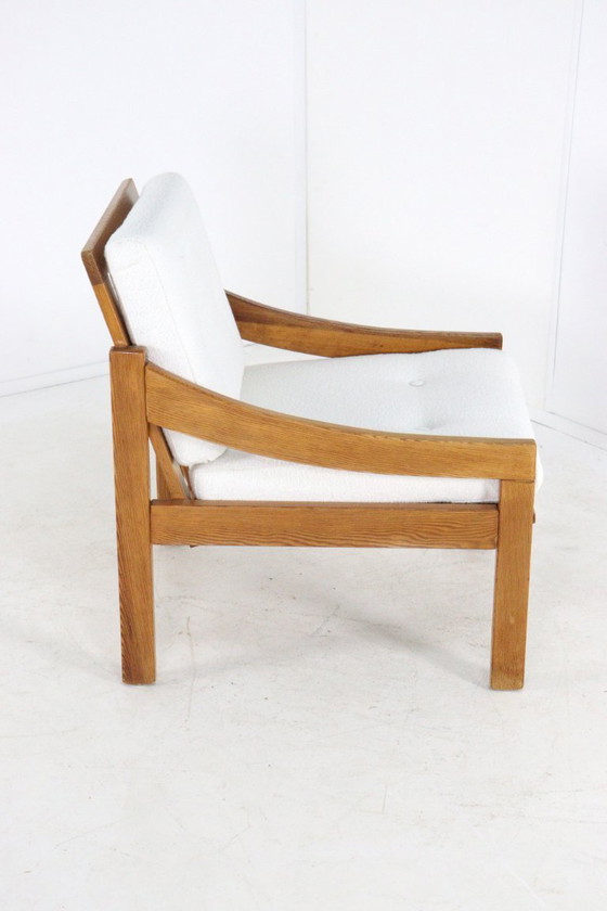 Image 1 of Pine fauteuil 'Gassel' stoel nieuw gestoffeerd vintage