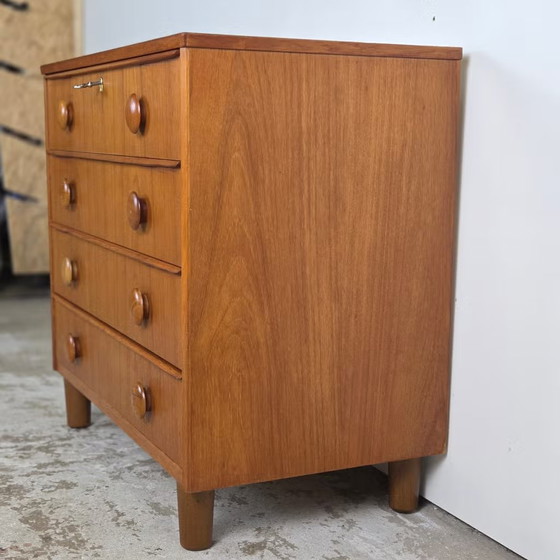 Scandinavian vintage teak Chest of drawers, 4 drawers, Wood, Brown (photo 15 of 20)