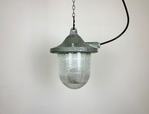 Green Industrial Bunker Light from Polam Gdansk, 1960s
