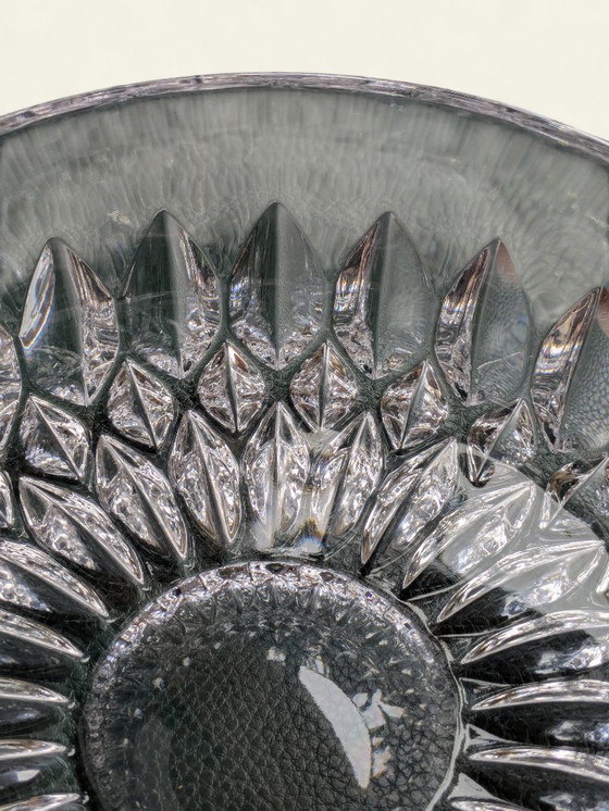 Image 1 of Rare Mid - Century candy jar made of crystal glass with diamond cut | 60s | Vintage glass jar with lid